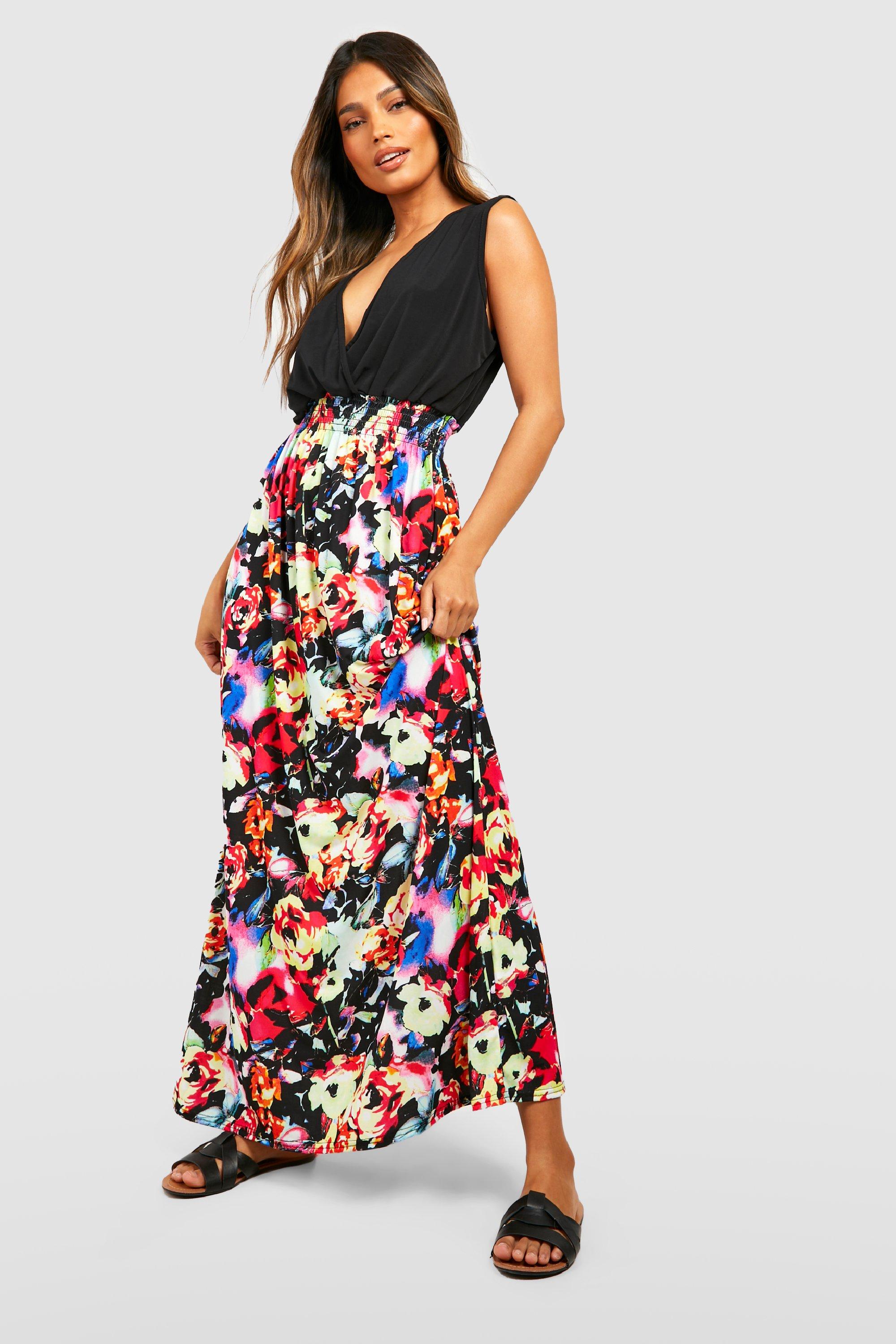 Rose Print Maxi Dress | boohoo